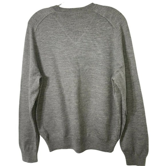Banana Republic Extra Fine Merino Wool Gray & Cream Argyle Sweater Size Large - Picture 2 of 4